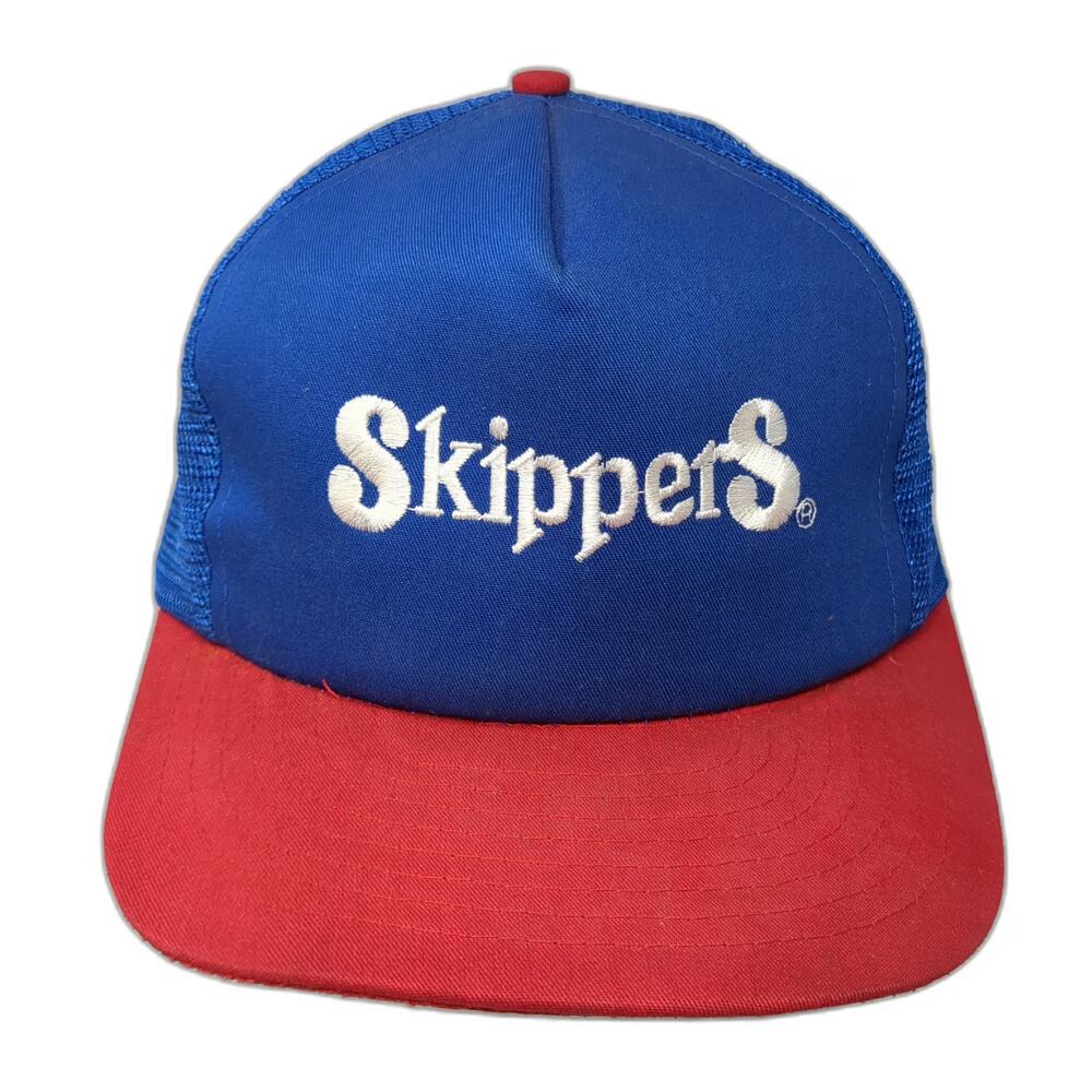 Designer Award Headwear Trucker Hat Blue Red One Size Mesh Back Skippers Logo